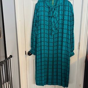 Elegant Teal Checkered Dress